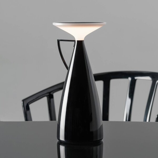 Kartell LED stolní lampa na baterie Camomille, černá, výška 24 cm, stmívatelný, Černá, Obývací pokoj / jídelna, Plast, Design