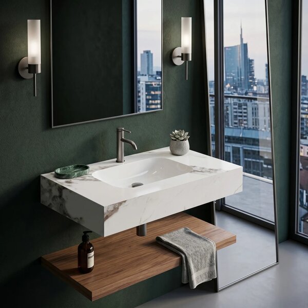 Závěsné umyvadlo z kompozitního kamene REA Aresa 80x50 Cold Jade