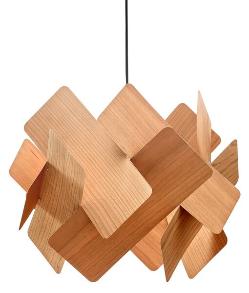 LZF LAMPS Závěsné světlo Escape, třešňové dřevo/niklová barva, Ø 30 cm, stmívatelný, Světlé dřevo, Obývací pokoj / jídelna, Dřevo, Design