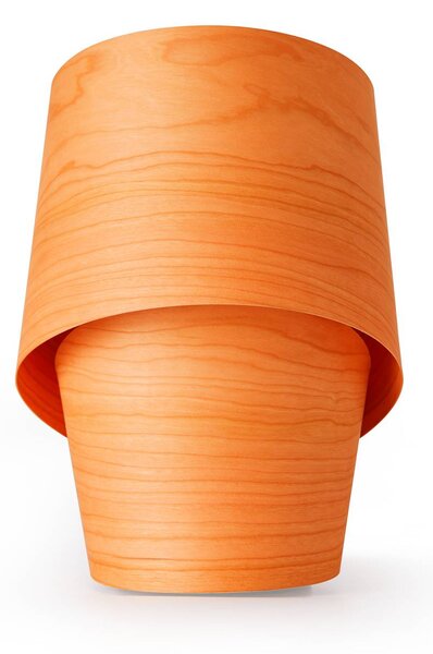 LZF LAMPS stolní lampa Tiny, oranžová, výška 22 cm, dřevěná dýha, Žlutá / oranžová, Obývací pokoj / jídelna, Dřevo, Design