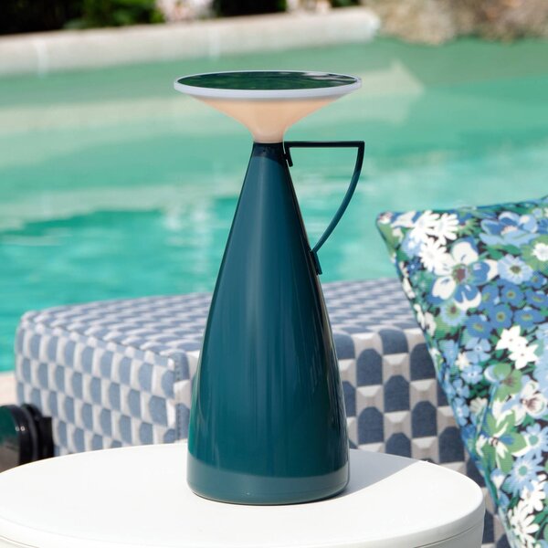 Kartell LED stolní lampa na baterie Camomille, petrolová, výška 24 cm, stmívatelný, Modrá, Obývací pokoj / jídelna, Plast, Design