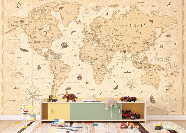 Dětská fototapeta na míru Starožitný Atlas | Vliesová fototapeta na zed' | DFTD5P352433