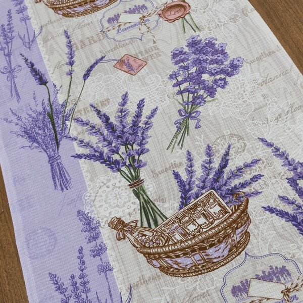 Bavlněné plátno vaflovina, utěrkovina / štola na metráž 703023 levandule, fialová, š. 50cm (látka v metráži)