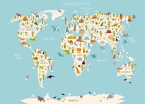Dětská fototapeta na míru Mapa Malého Objevitele | Vliesová fototapeta na zed' | DFTD5P352437