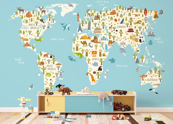 Dětská fototapeta na míru Mapa Malého Objevitele | Vliesová fototapeta na zed' | DFTD5P352437