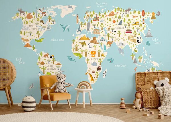 Dětská fototapeta na míru Mapa Malého Objevitele | Vliesová fototapeta na zed' | DFTD5P352437