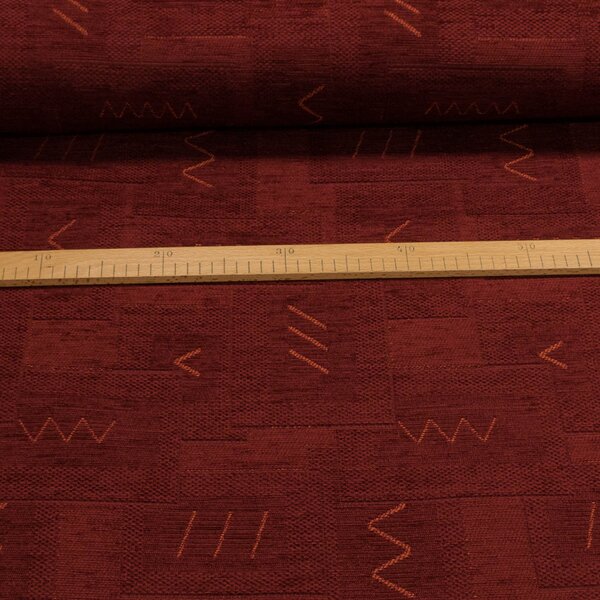 Potahová látka TE/MIGLA 21/5, geometrický vzor, vínová, š.140cm (látka v metráži)