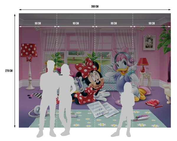 Dětská vliesová fototapeta na zed' Minnie a Daisy, Disney | 360 x 270 cm | DFTDNXXL 5035