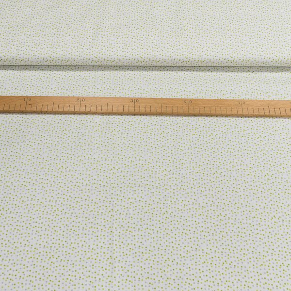 Bavlněné plátno zeleno-šedé puntíky na bílé, š.140cm (látka v metráži)