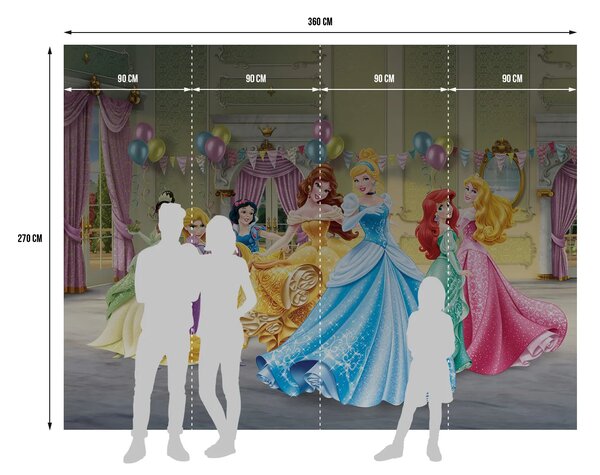 Dětská vliesová fototapeta na zed' Ples Princezen, Disney | 360 x 270 cm | DFTDNXXL 5033