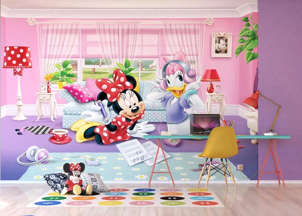 Dětská vliesová fototapeta na zed' Minnie a Daisy, Disney | 360 x 270 cm | DFTDNXXL 5035