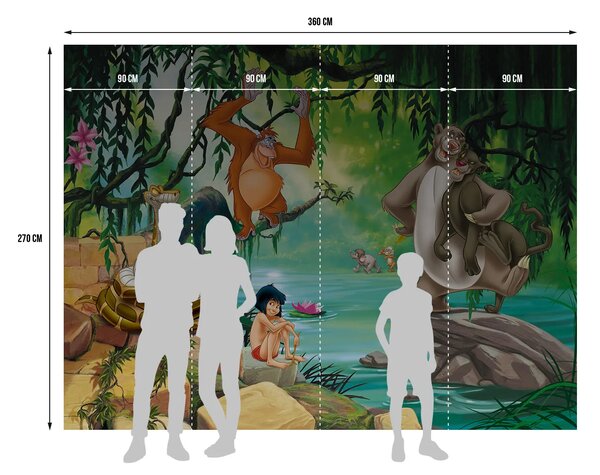 Dětská vliesová fototapeta na zed' Kniha Džunglí, Disney | 360 x 270 cm | DFTDNXXL 5045