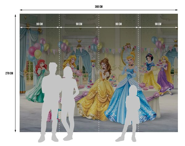Dětská vliesová fototapeta na zed' Princezny na Plese, Disney | 360 x 270 cm | DFTDN 5066