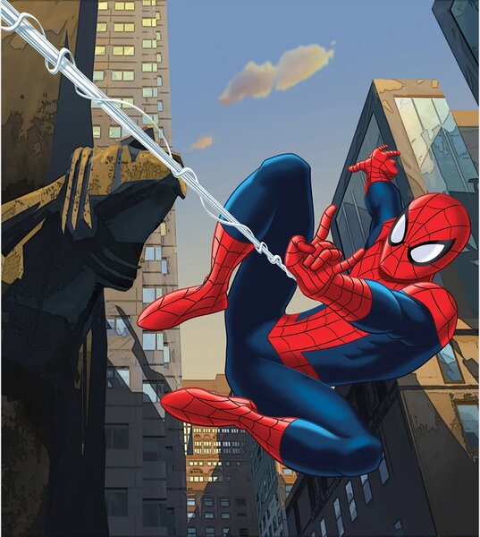Dětská vliesová fototapeta na zed' Marvel Létající Spider-Man, Disney | 180 x 202 cm | DFTDNXL 5119