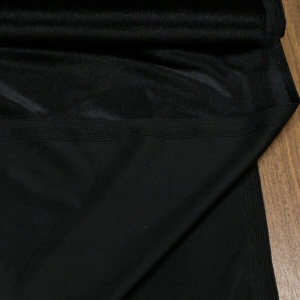Polyesterový úplet / samet VELVET 8 UNI jednobarevný černý, š.140cm (látka v metráži)