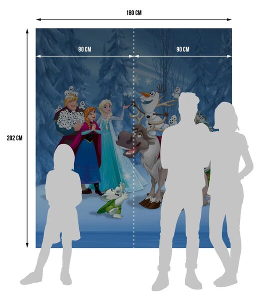 Dětská vliesová fototapeta na zed' Ledové království na ledě, Disney | 180 x 202 cm | DFTDNXL 5149