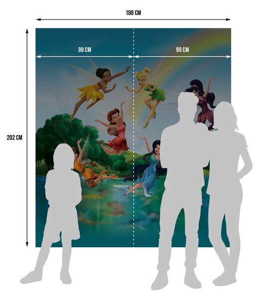 Dětská vliesová fototapeta na zed' Víly pod duhou, Disney | 180 x 202 cm | DFTDNXL 5130