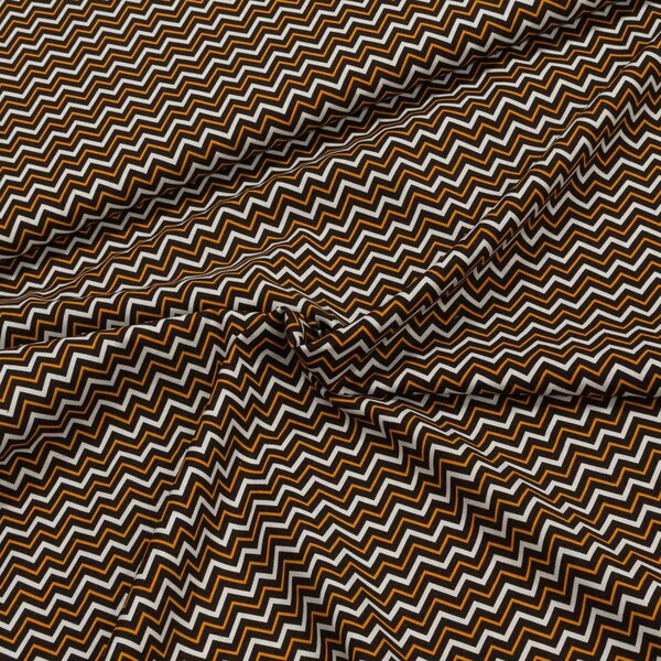 Bavlněné plátno GLORIA 1480983, zig-zag, oranžovo-hnědá, š.150cm (látka v metráži)