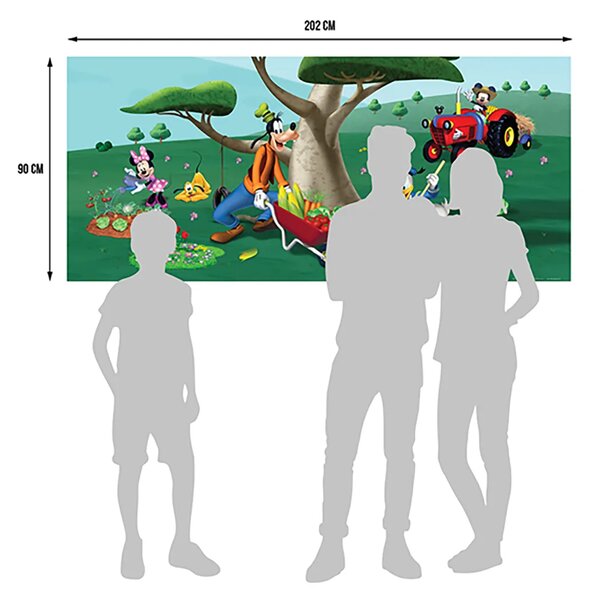 Dětská vliesová fototapeta na zed' Mickey Mouse v zahradě, Disney | 202 x 90 cm | DFTDNH 5321