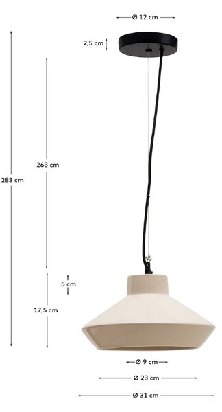 Béžové keramické závěsné světlo Kave Home Portol 31 cm