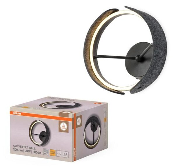 LEDVANCE nástěnné svítidlo Decor Curve Felt 20 W 220-240 V 3000 K tmavě šedé