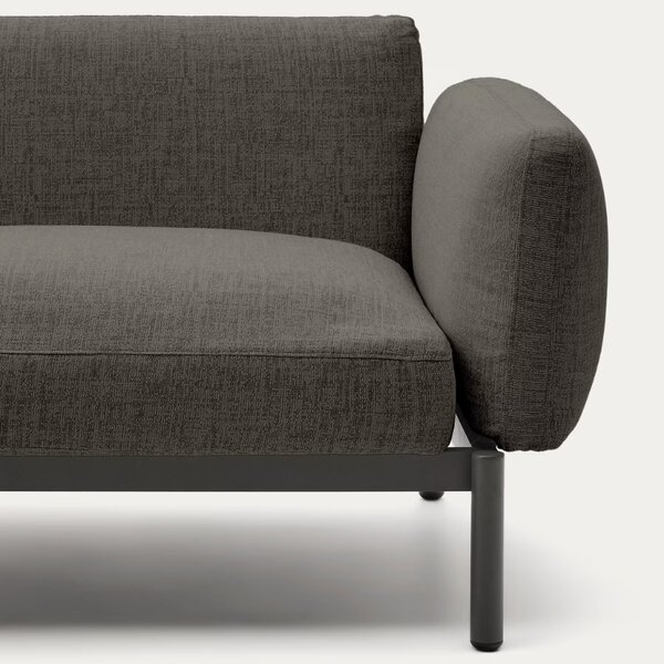 Kave Home Zahradní rohová pohovka Sorells 446 cm se stolky se šedou podnoží