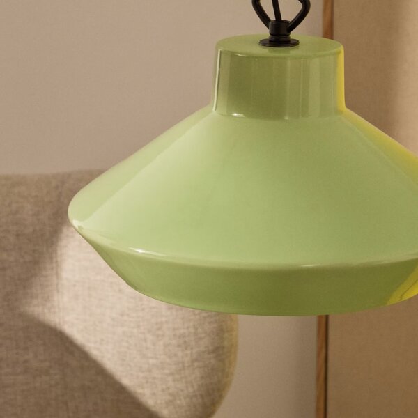 Zelené keramické závěsné světlo Kave Home Portol 31 cm