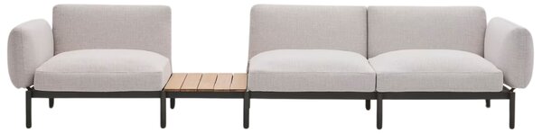 Béžová třímístná zahradní pohovka se stolkem Kave Home Sorells 341 cm