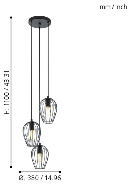Eglo 49479 - Lustr NEWTOWN 3xE27/60W/230V