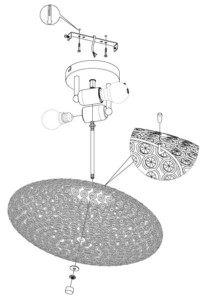 Eglo 95284 - Stropní svítidlo CLEMENTE 2xE27/60W/230V