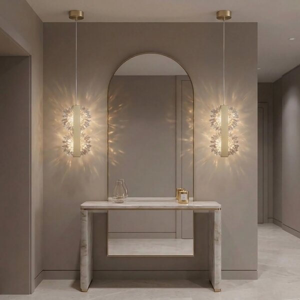 Toolight Závěsné LED osvětlení Modern Crystal G148-2CP kartáčovaná zlatá