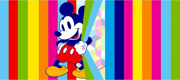 Dětská vliesová fototapeta na zed' Barevný Mickey Mouse, Disney | 202 x 90 cm | DFTDNH 5380