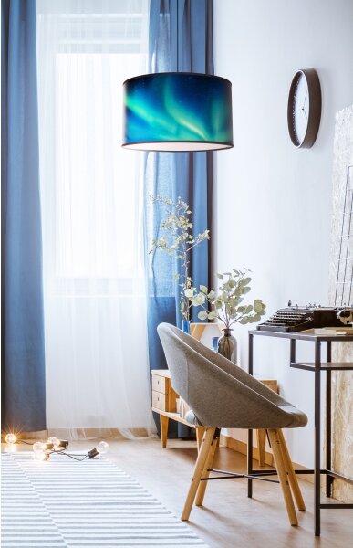 Duolla - Lustr na lanku PRINT M 1xE27/40W/230V pr. 35 cm tyrkysová
