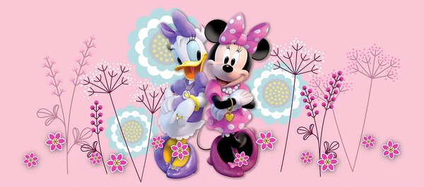 Dětská vliesová fototapeta na zed' Minnie a Daisy Květiny, Disney | 202 x 90 cm | DFTDNH 5390