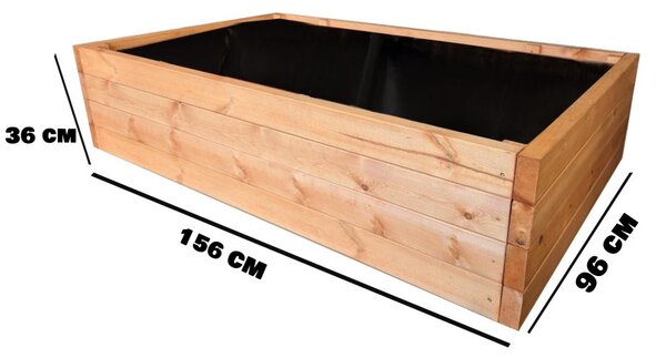 Dřevěný vyvýšený záhon 156 × 96 × 36 cm – masivní smrk