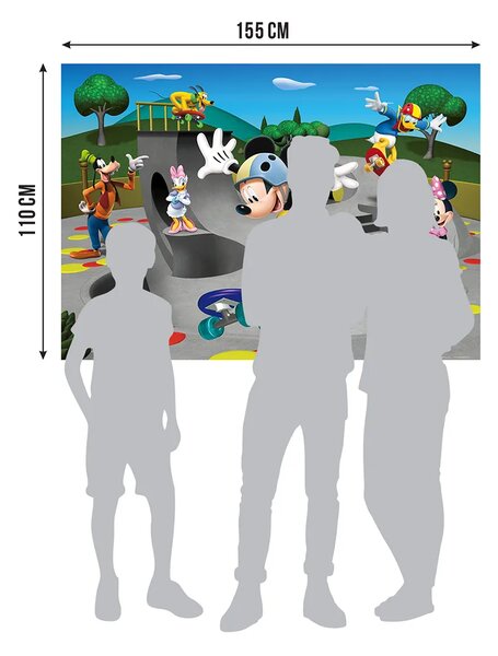 Dětská vliesová fototapeta na zed' Mickey Mouse na Skateboardu, Disney | 155 x 110 cm | DFTDNM 5229