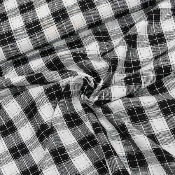 Flanel tkaný / barchet, oboustranný 38, černo-bílé káro, š.150cm (látka v metráži)