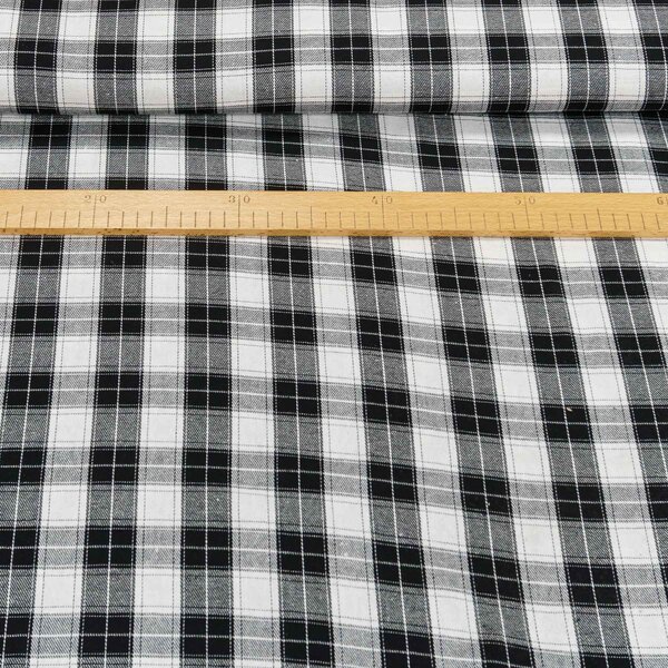 Flanel tkaný / barchet, oboustranný 38, černo-bílé káro, š.150cm (látka v metráži)