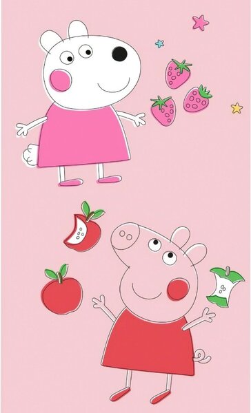 Carbotex dětský froté ručník PRASÁTKO PEPINA (PEPPA) A OVEČKA ZUZKA, růžový, 30x50cm