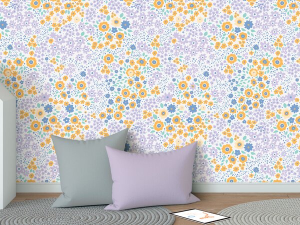 FUGU Květinová tapeta na zeď - Letní kvítky lavender kids Materiál: Digitální eko vlies - klasická tapeta nesamolepicí