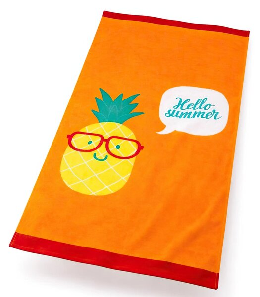 Jules Clarysse Dětská plážová osuška ANANAS ORANŽOVÁ, froté, 70x140cm