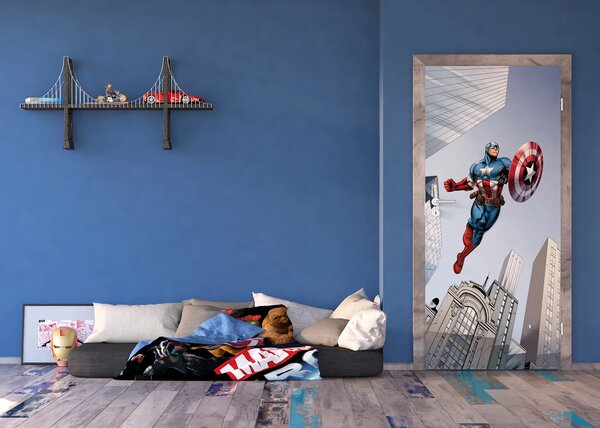 Dětská vliesová fototapeta na zed' Marvel Kapitán Amerika, Disney | 90 x 202 cm | DFTDNV 5454