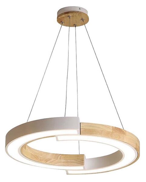 LED Lustr na lanku LED/32W/230V 3000K bílá/dřevo