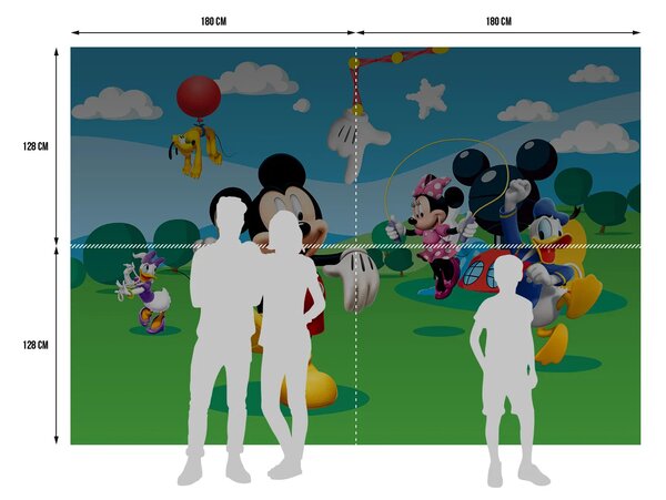 Dětská fototapeta na zed' Hřiště Mickeyho Mouse, Disney | 360 x 254 cm | DFTD 0253