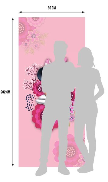 Dětská vliesová fototapeta na zed' Minnie Růžové Květiny, Disney | 90 x 202 cm | DFTDNV 5488