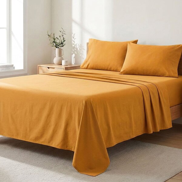 Bellatex bavlněné plátěné prostěradlo plachta 150x230cm, sytě žluté