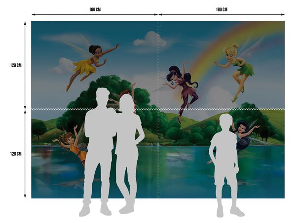 Dětská fototapeta na zed' Víly pod Duhou, Disney | 360 x 254 cm | DFTD 2222