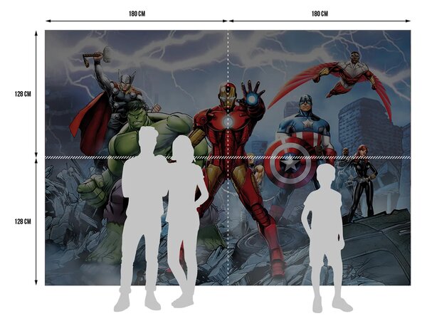 Dětská fototapeta na zed' Marvel Avengers, Disney | 360 x 254 cm | DFTD 2230