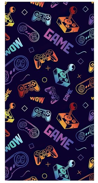 Carbotex Dětská plážová osuška NEVER ENDING GAME, tmavě fialová, froté, 70x140cm