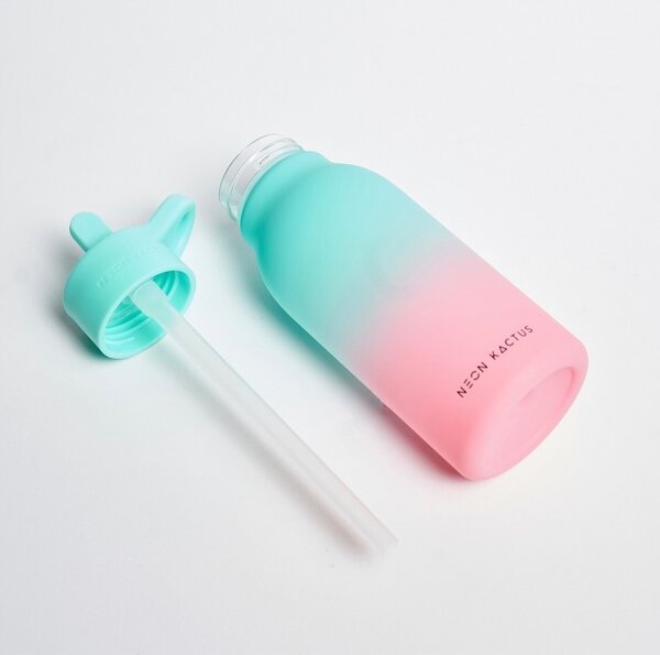 Dětská tritanová láhev, 340ml, Neon Kactus, tyrkysovo/růžová
